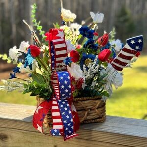 Patriotic Floral Arrangement with Basket